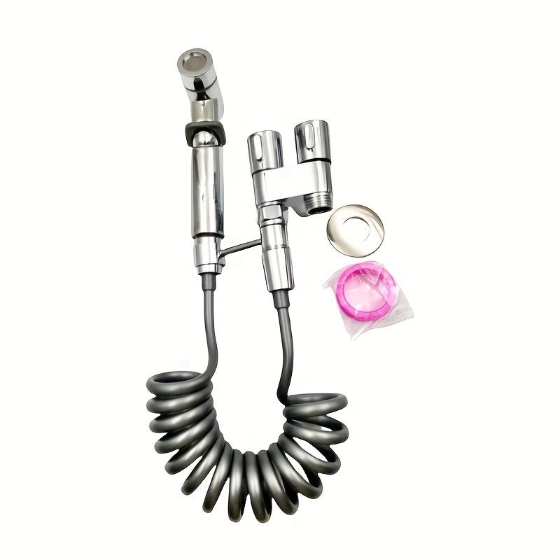 1 Wall Mount Hand Held Sitz Bath Kit, Classic Style, Brushed Finish, Comes with Spray Gun, Telescopic Phone Tube and Stand for Hygienic Toilet Training, Modern Sitz Bath System | Durable Wall Mount I toilet Spray Gun Set