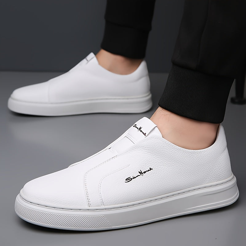 Men'S Navy Blue Slip-On Sneakers - Stylish Low Top Casual Shoes with White Sole, Comfortable Microfiber Upper, Perfect for Daily Outings and Outdoor Activities, All-Season Footwear, Casual Walking Shoes|Stylish Slipon Sneaker