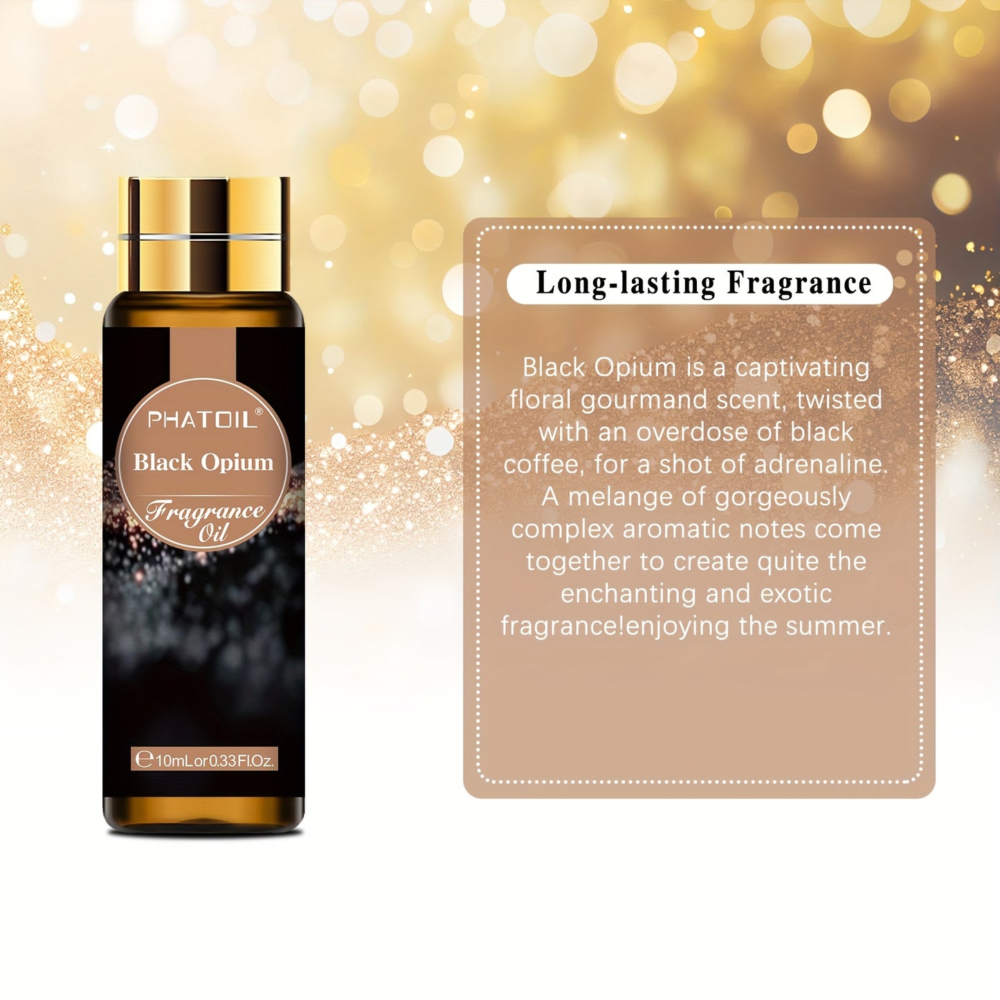PHATOIL Black Opium Fragrance Oil, 0.33fl. Oz - Long Lasting Scent for Humidifiers, Reed Diffusers, Candle Making & Scented Sachet Bags