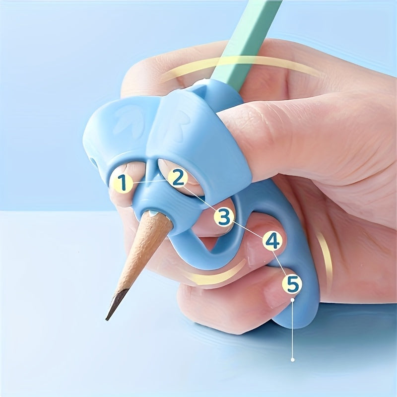 1/2/3/4-Pack Silicone Pen Grip Correctors - Handwriting Practice Aid with Soft Rubber Pencil Holders, Blue & Pink for Improved Posture & Error Correction, Educational Tool, Playful Design, Flexible Design