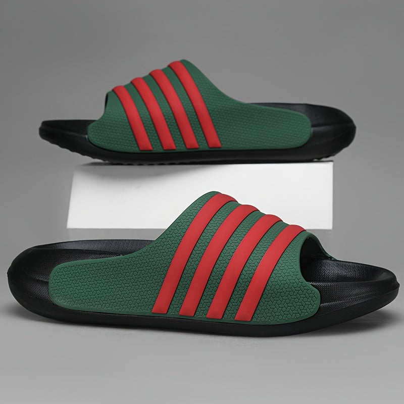 FRNDE Men's & Women's Slip- Slip-On Moccasin Slippers - 5cm Thick Cushioned EVA/PVC Upper & Arch, Black & White Striped Indoor/ Beach Shoes, All-Season Casual Slip-Ons for Men & Women (Unisex) - Comfortable Round-Toe Design w