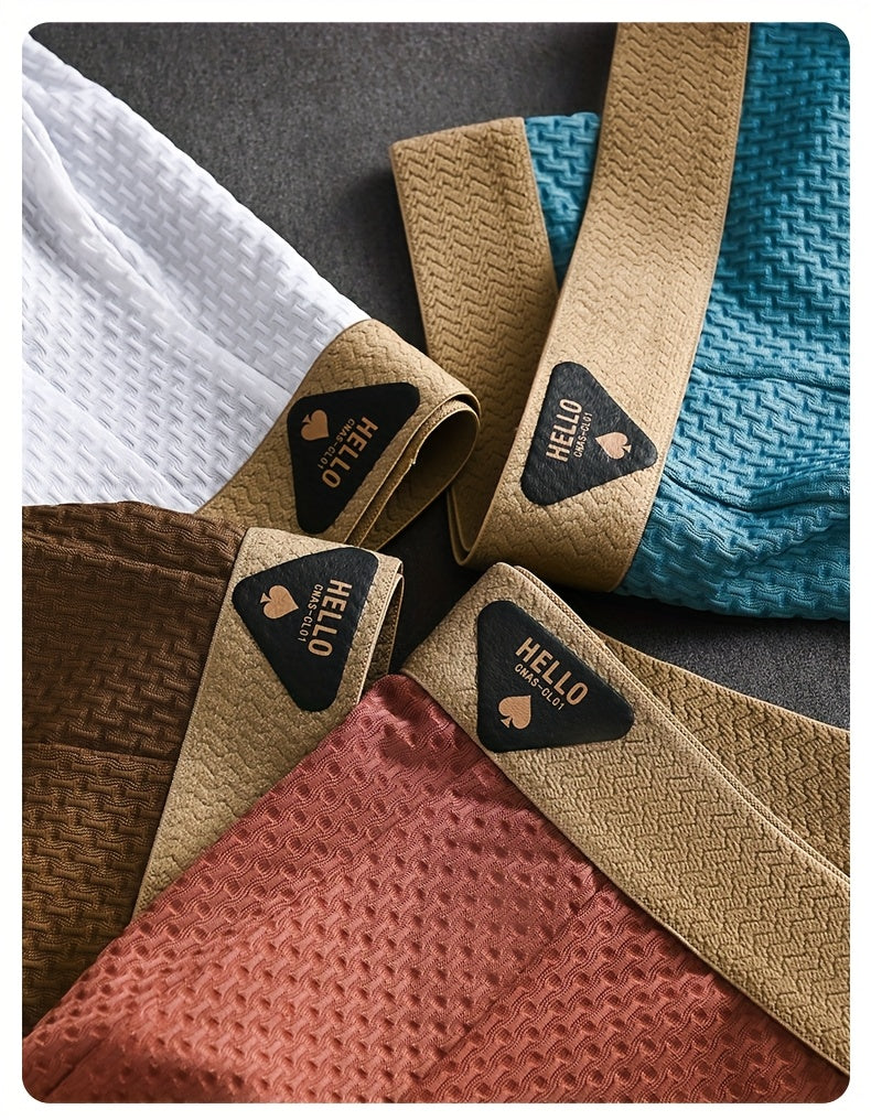 4-Pack Men'S Ice Sliky Fiber Fabric Underwear, Multi-Color Ultra-Thin Elastic Boxer Briefs for Spring, Summer, Autumn & Winter - Breathable and Stretchy Casual Shorts in Various Styles for Daily Wear