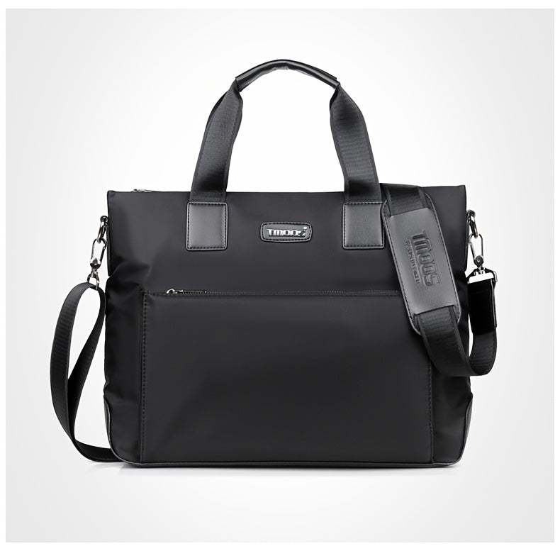 TMOOS Men'S Lightweight Oxford Business Casual Tote Bag - Large Capacity Multi-Compartment, Adjustable Shoulder Strap, Durable & Stylish for Work, Travel, and Everyday Use, Travel Tote Bag, Professional Appearance, Secure Zip
