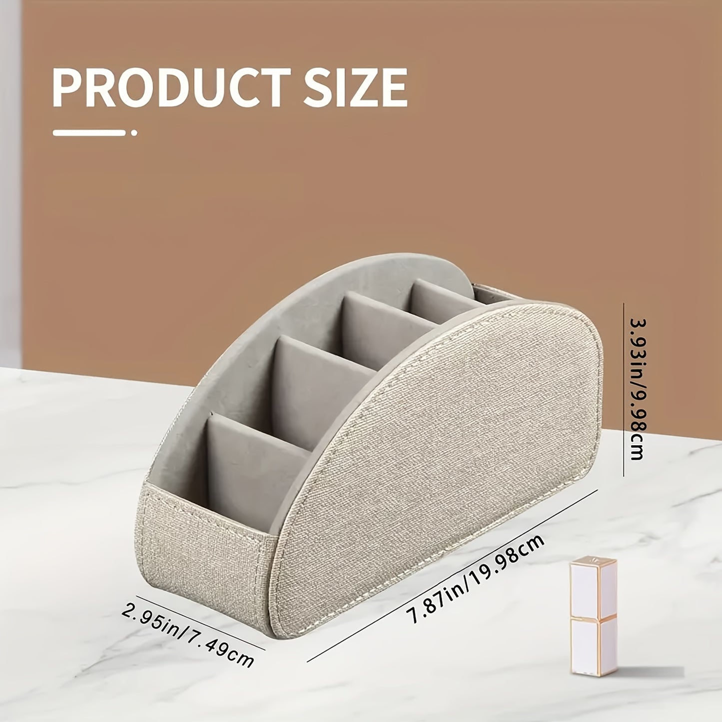 MILITWO 5-Compartment Faux Leather Remote Control Holder - Versatile Desktop Organizer for Appliance Controllers, Brushes, Eyeglasses & Office Supplies - Compact Storage Box with Pen Holder, Ideal for Home & Office Desk Organ
