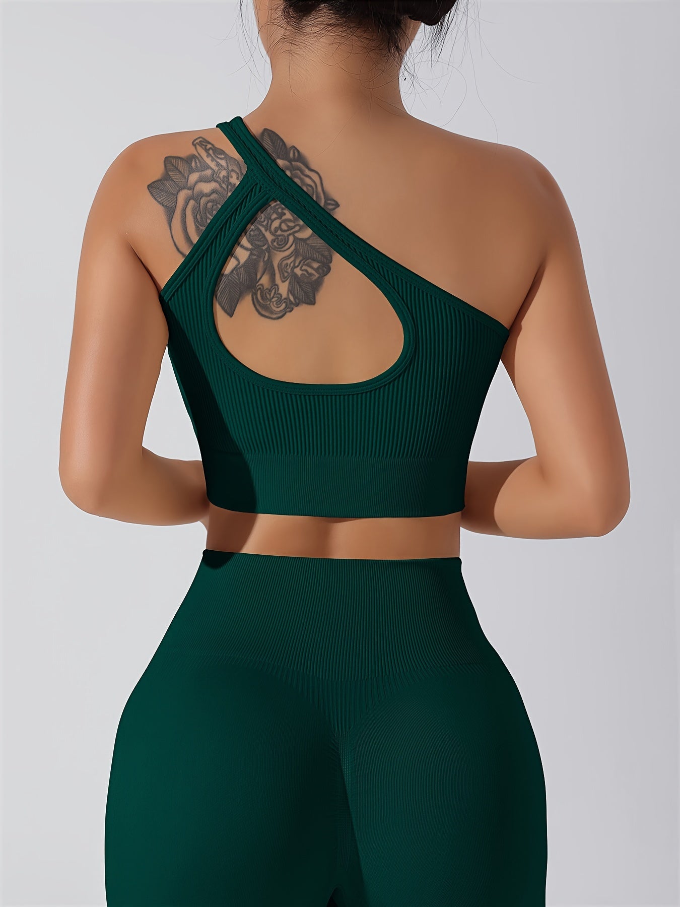 Women's 2pcs Yoga Set: Sexy One-Shoulder Sports Bra & High-Waist Butt Lifting Leggings - Stretchy, Non-See-Through Activewear