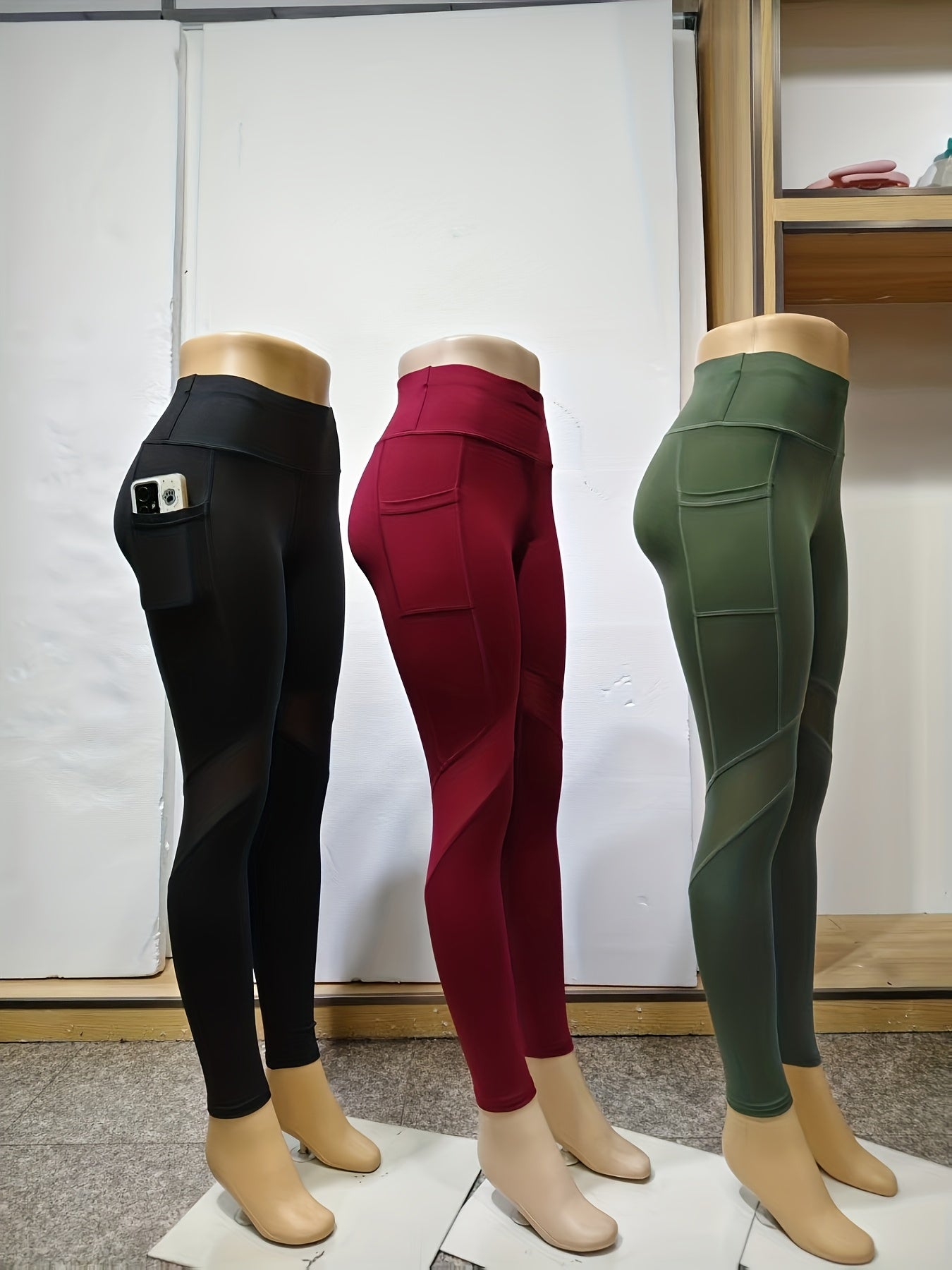3-Pack Women'S High Waist Capri Yoga Pants, Moisture-Wicking Sports Leggings with Pockets, Breathable Polyester Knit Athletic Tights for Outdoor Fitness, Solid Color, 3/4 Length