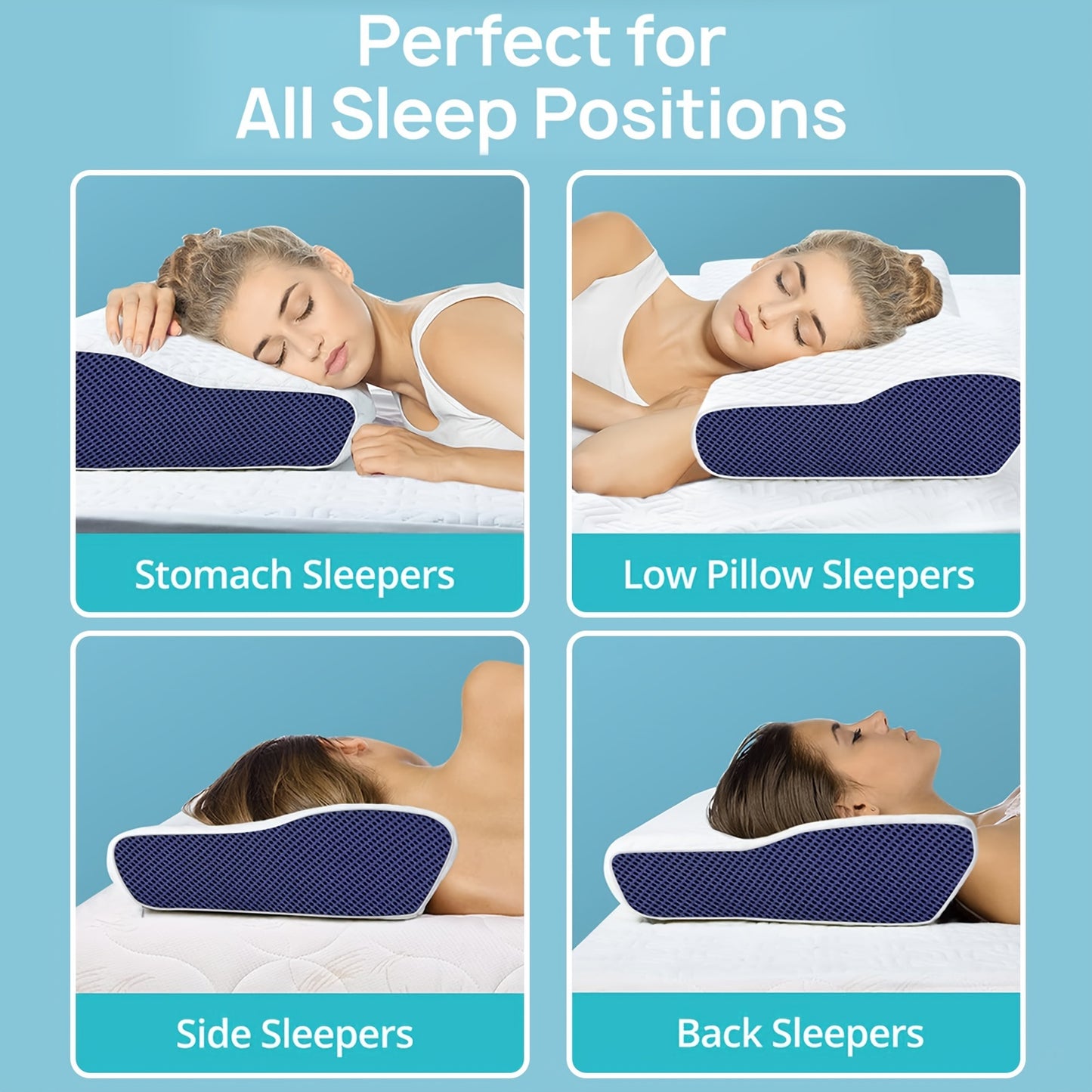 1pc Contoured Memory Foam Pillow for Neck and Back relax - Improves Sleep for Side, Back, and Stomach Sleepers