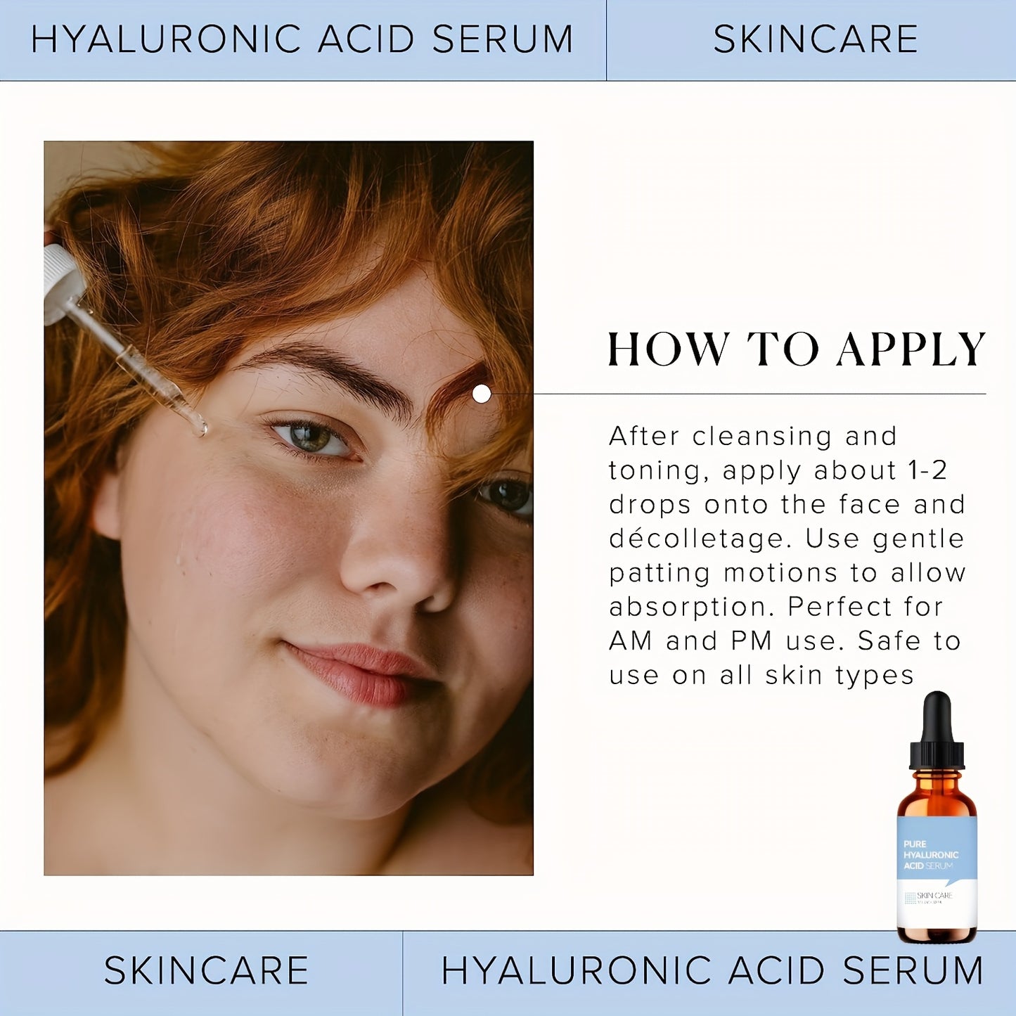 Pure Hyaluronic Acid Serum - With Plant Squalene Intense Hydration Skin Care Solution - 1 FL. OZ. (30 ML) For Youthful, Radiant Skin
