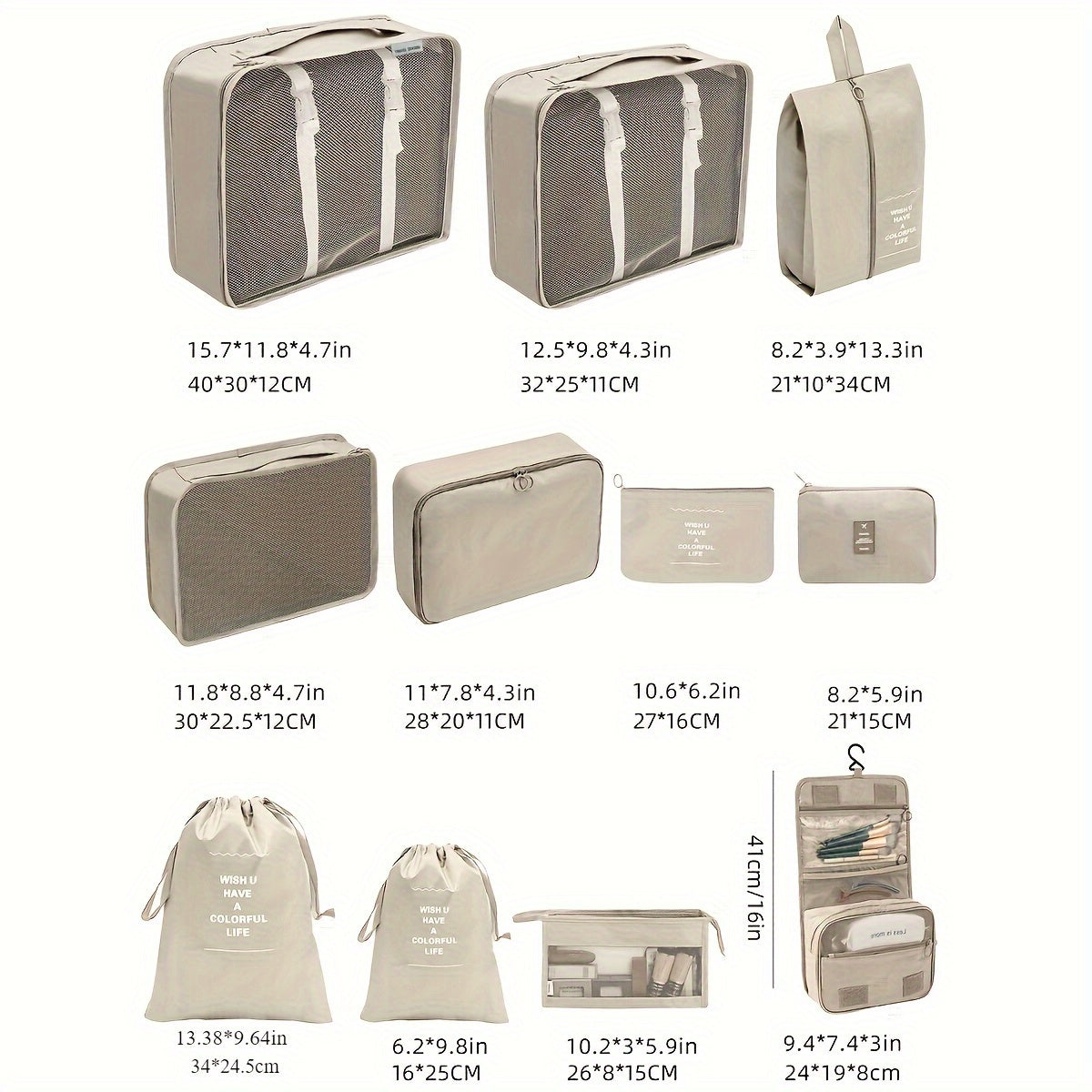 11pcs Solid Color Packing Cubes for Suitcases, Travel Luggage Packing Organizer Bags, with Laundry Bags, Compression Storage Shoe Bags, Clothing Underwear Bags, etc