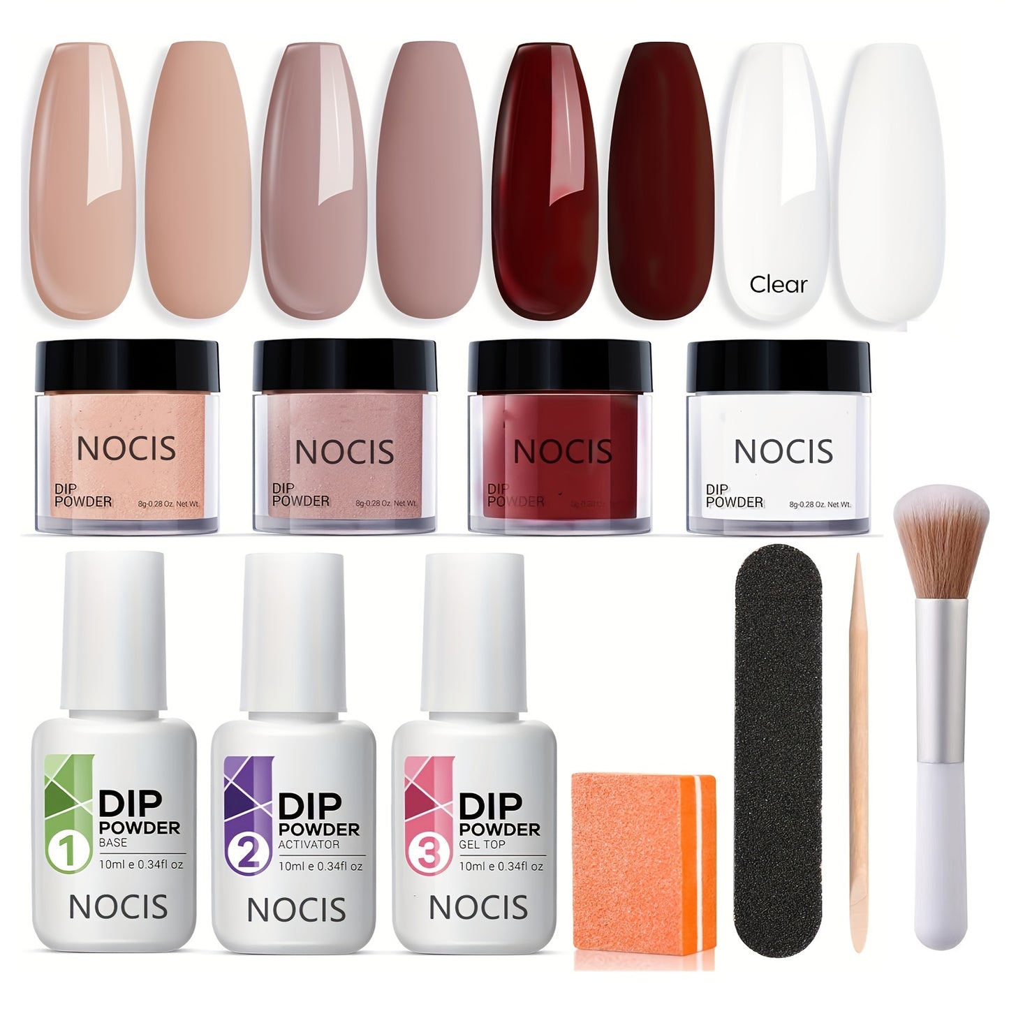 11Pcs/Set Dip Powder Nail Kit Starter 4 Colors Nude Skin Tone Golden Glitter Neutral Acrylic Dip Powder Liquid Set With Base Coat And Top Coat Activator For French Manicure Salon