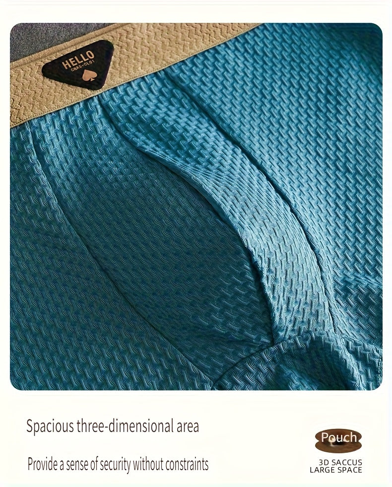 4-Pack Men'S Ice Sliky Fiber Fabric Underwear, Multi-Color Ultra-Thin Elastic Boxer Briefs for Spring, Summer, Autumn & Winter - Breathable and Stretchy Casual Shorts in Various Styles for Daily Wear