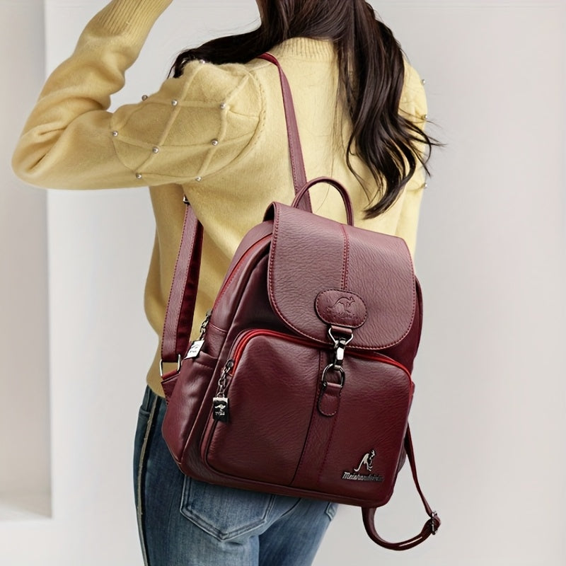 Women'S Genuine Leather Backpack - Vintage Backpack with Zipper Closure, Adjustable Shoulder Straps & Front flap pocket - Elegant Everyday & Formal Bag in, Brown, - Durable Polyester Lining for Women, Versatile Carryall, Clas
