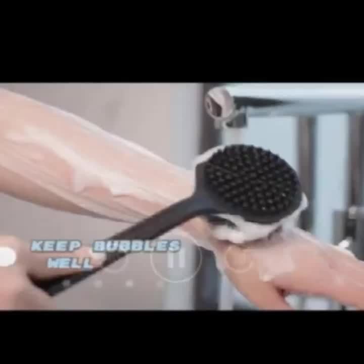 1pc Long Handle Soft Silicone Back Scrubber & Massager - Gentle Exfoliating Brush for Deep Cleansing, No Battery Needed, Ergonomic Design for Upper Back & Hard-to-Reach Areas, Light Beige Care & Muscle Relaxation, Shower Acce