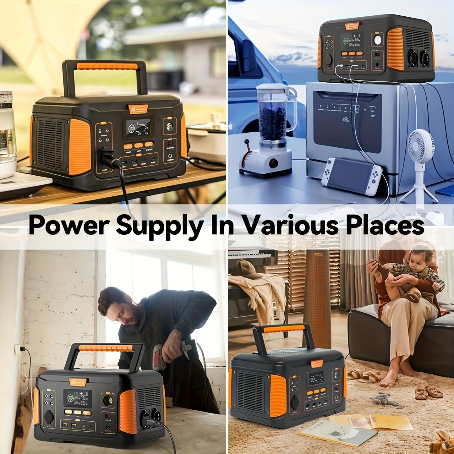 1000W Portable Solar Generator with Panel, Portable Power Station with Solar Panel 100W, 932.4Wh Lithium Battery Pack Power Source, Pure Sine Wave Inverter Portable Power Generator for Outdoors, Campings, RVs, Home Uses, Emer