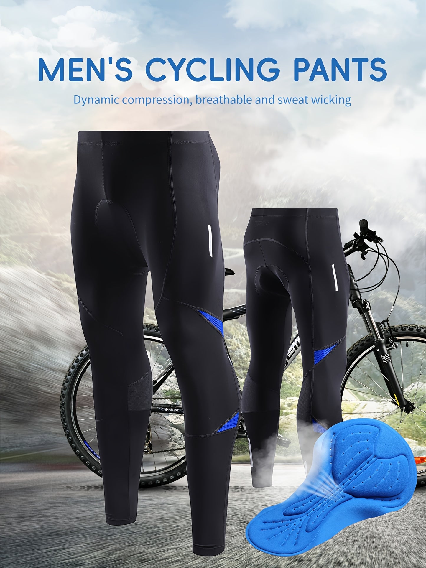 Quick Dry Men's Cycling Pants With Padded Seat - Stretchy Bike Leggings For Comfortable Riding