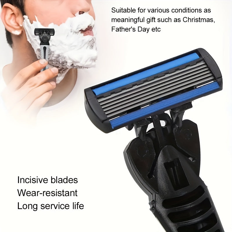 Men's Manual Razor, 6-layer Blades Razor, Non Slip Handle, Classic Men's Shaving Tools For Daily Use