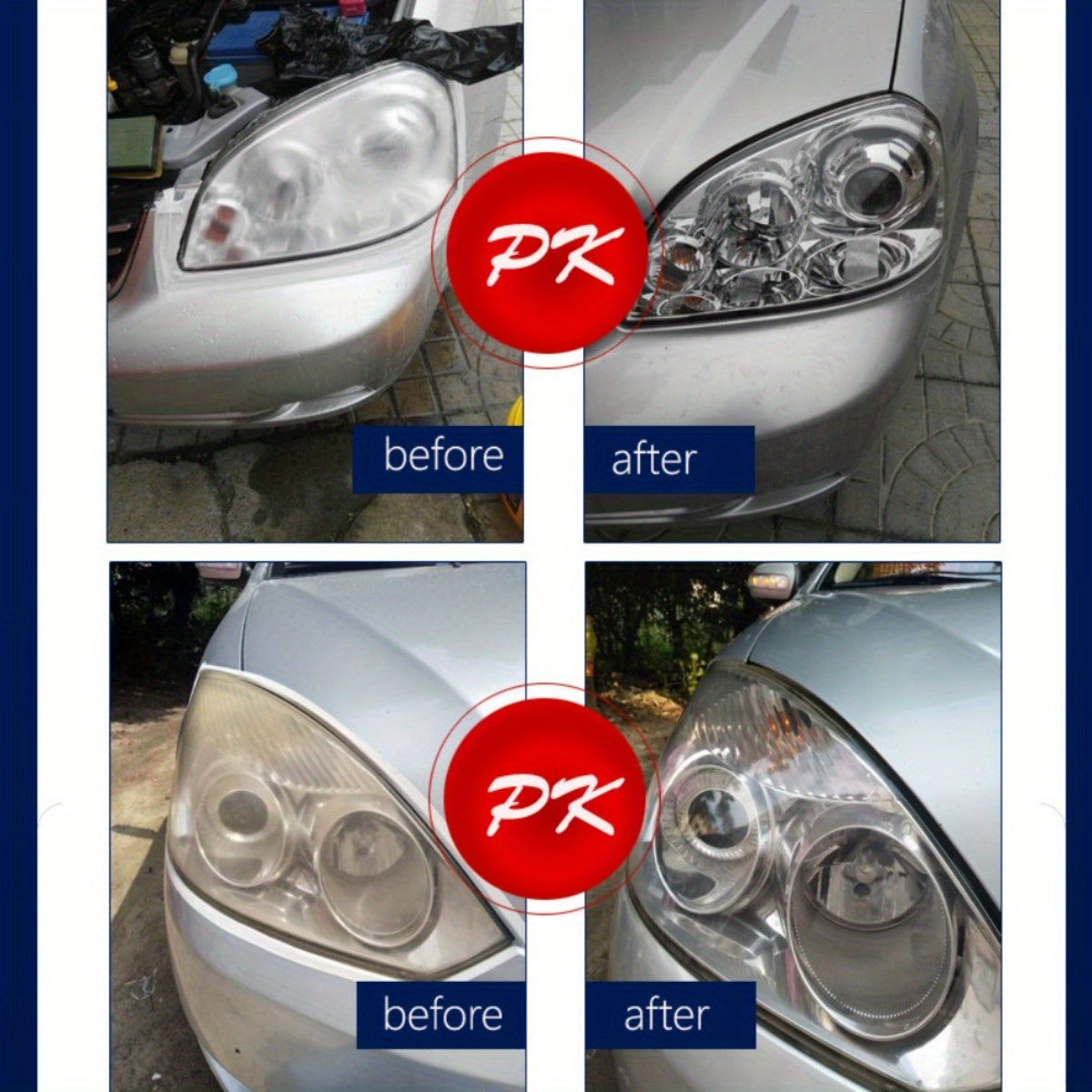 BESPER Car Headlight Restoration Kit with 500ml Restoration Fluid & Fogging Cup - Oxidized Yellowed/Scratched/Blurred Headlight Restoration, Durable Plastic, Easy-Use Design for Enhanced Visibility & Safety, Vehicle Lighting