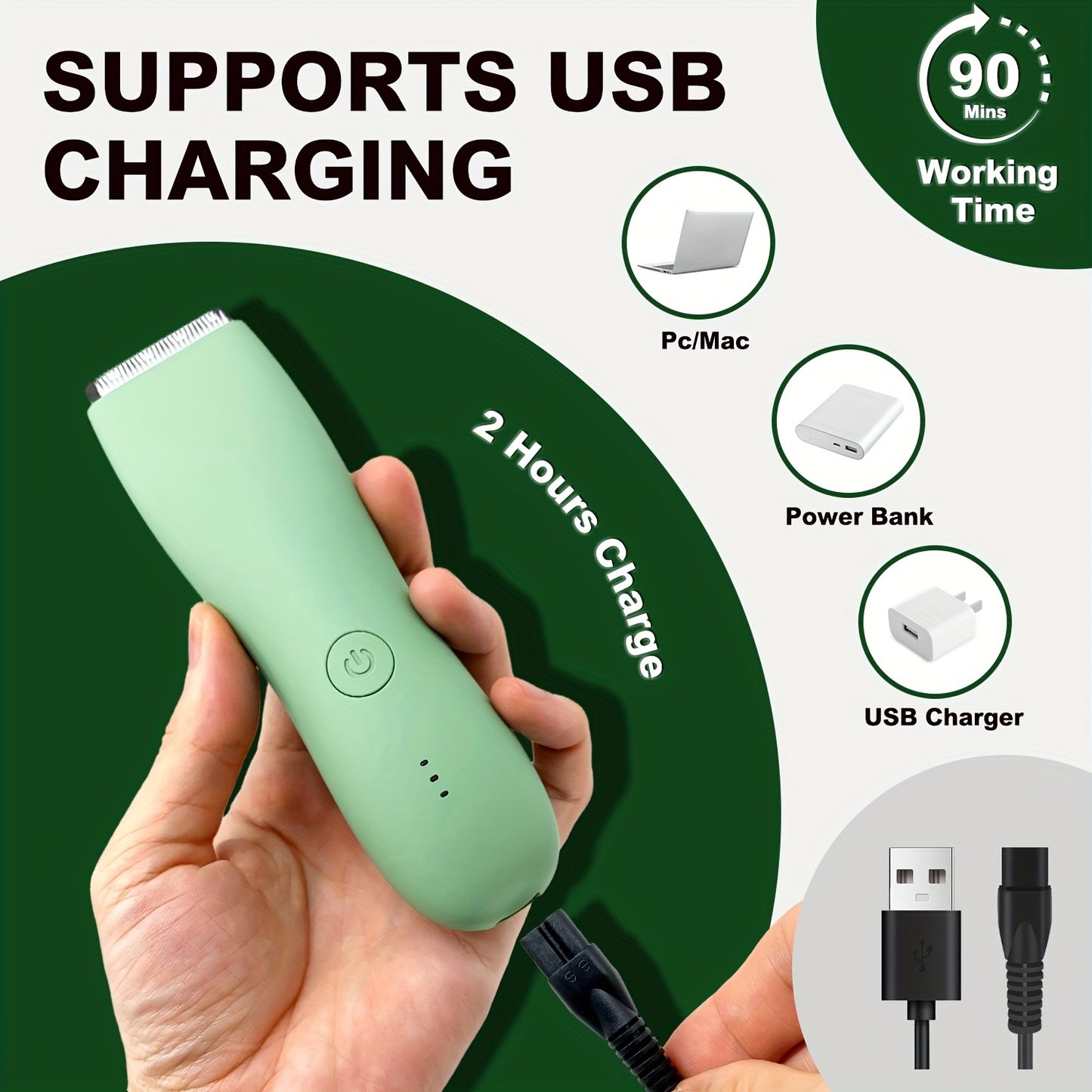 YAFULL Professional Body Groomer with IPX6 Replacement Blades - USB Rechargeable, 800mAh Lithium Battery, Ceramic Blade for Men'S Belly & Body Hair Trimming, Electric Shaver for Bikini & Men'S Grooming, Ideal Gift for Loved O