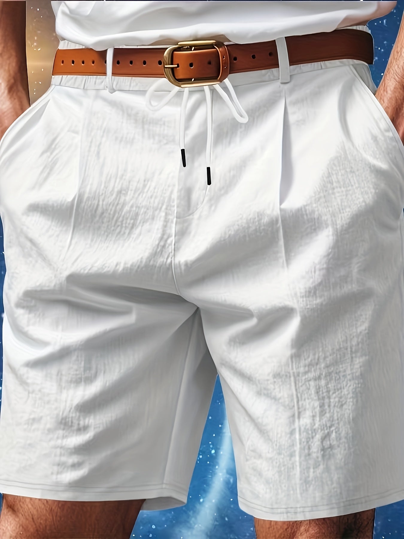 Men'S Casual Summer Linen Shorts - Light Gray, Breathable 5-Inch Shorts with Pockets, Perfect for Beach & Outdoor Activities, Casual Summer Wear|Relaxed Fit Shorts|Pocketed Shorts