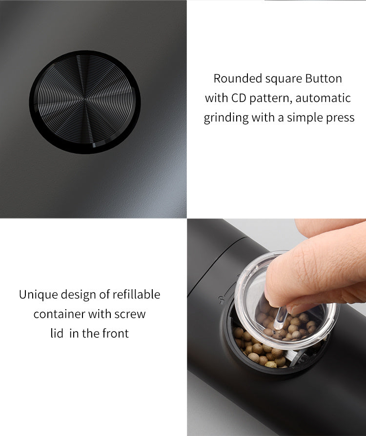 1pc Electric Salt And Pepper Grinder With Adjustable Coarseness Refillable, Pepper Mill, Battery Powered, Kitchen Automatic Grinder, Kitchen Gadgets
