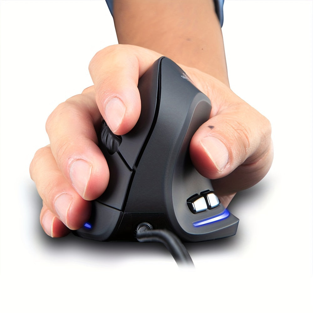 Wired Vertical Ergonomic Mouse Featuring 4 Adjustable DPI Settings, Reaching Up to 3200 DPI, Equipped with 6 Buttons And LED Optical Technology, Suitable for Desktops, Macs, Pcs, Laptops, And Gaming, Model ZELOTES T-20.