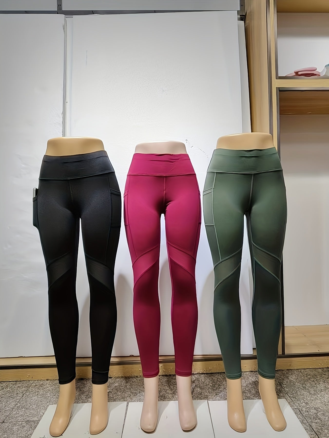 3-Pack Women'S High Waist Capri Yoga Pants, Moisture-Wicking Sports Leggings with Pockets, Breathable Polyester Knit Athletic Tights for Outdoor Fitness, Solid Color, 3/4 Length