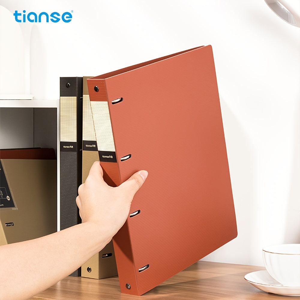 1pc TIANSE 4 Hole File Folder, A4 Size, 200 Sheets Capacity, Binder Folder Perfect For Classified Management Of Office Home School Student Documents Test Papers