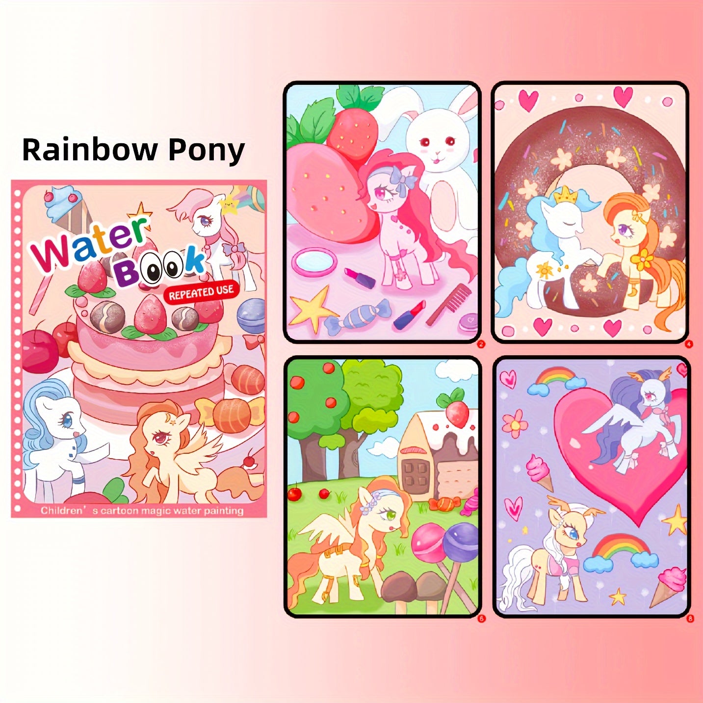 Watercolor Magic Book Toddler Reusable Painting Animal Cartoon Coloring Book Boys Girls Educational Learning Toys Gifts Christmas, Thanksgiving, New Year's Gifts Easter Gift