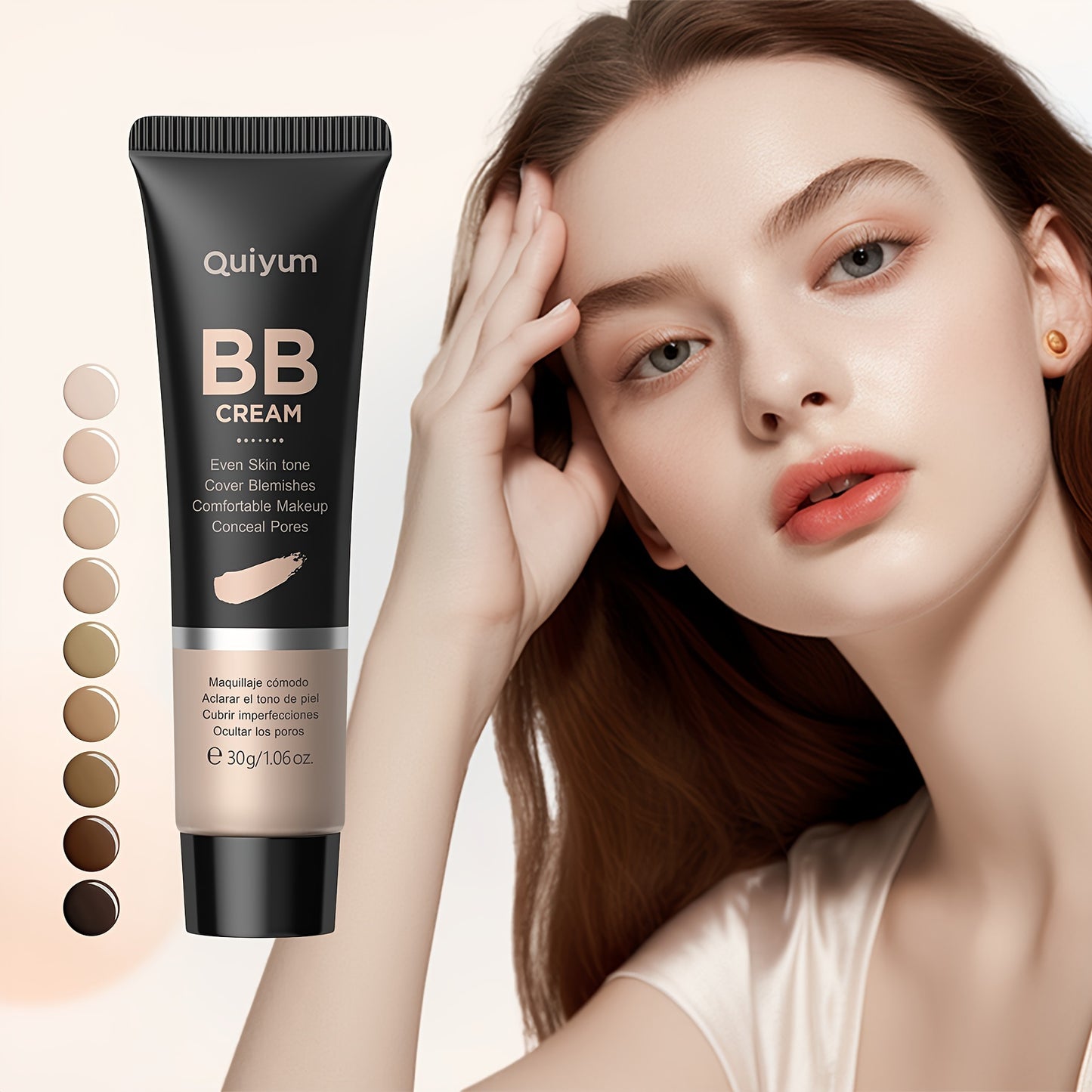 Quiyum BB Cream, Waterproof Long Lasting Pores Concealer, Brighten Skin Tone, Cover Blemishes Make Up Foundation 30g