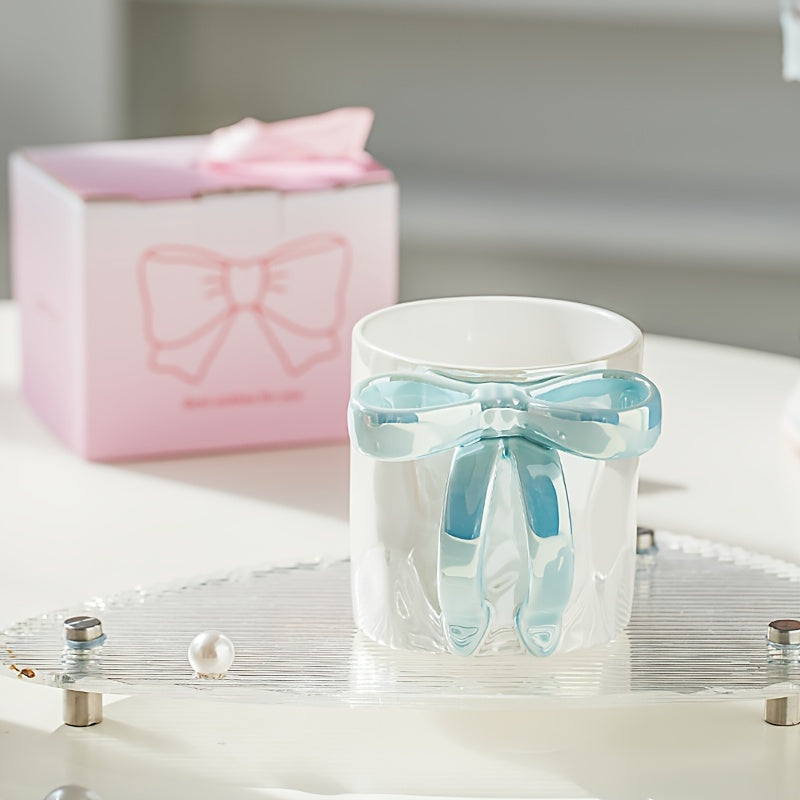 350ml Elegant Butterfly Bow Ceramic Coffee Mug, Hand Wash Only Multipurpose Cup, Reusable, Recyclable Gift Set for Adults for Christmas, Halloween, Thanksgiving, Valentine's Day