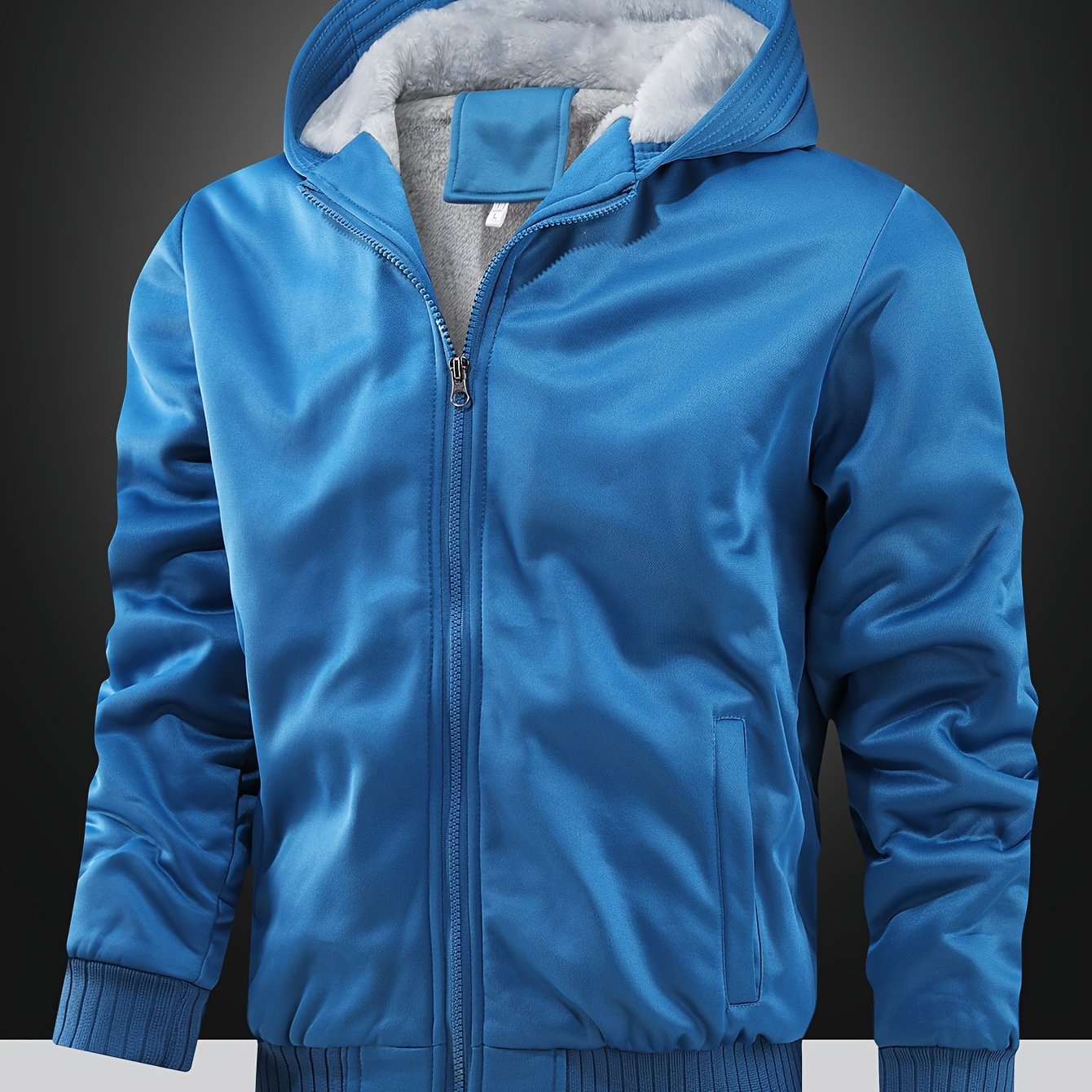 Men's Warm Fleece Hooded Jacket Coat, Warm Thick Zip Up Hoodie For Fall Winter
