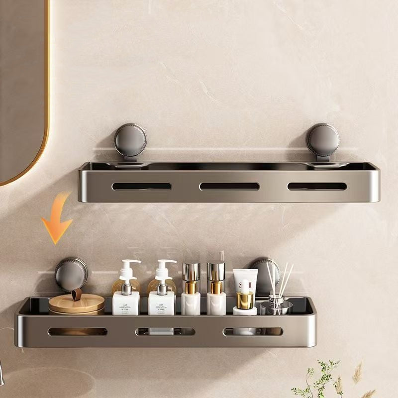 Simple to Install Suction Cup Shower Organizer - Heavy-Duty Rust-Resistant Plastic Wall-Mounted Floating Shelf with Sturdy Adhesive, Space-Saving Bathroom Storage for Shampoo, Soap & Toiletries, No Metal Pipes, Easy Assembly,