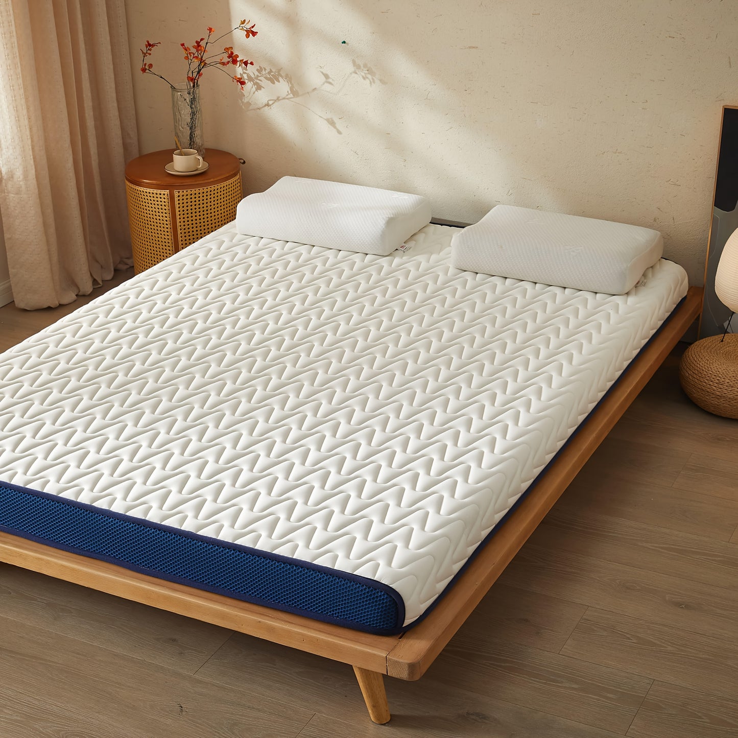 1pc 5cm Memory Foam Mattress Topper - High-Density Support, Slow Rebound Pressure Relief, Ultra-Soft Quilted Surface & Breathable Mesh Design, Foldable Portable Bed Pad, All-Season Comfortable Bedding for Bedroom, Dorm & Gues