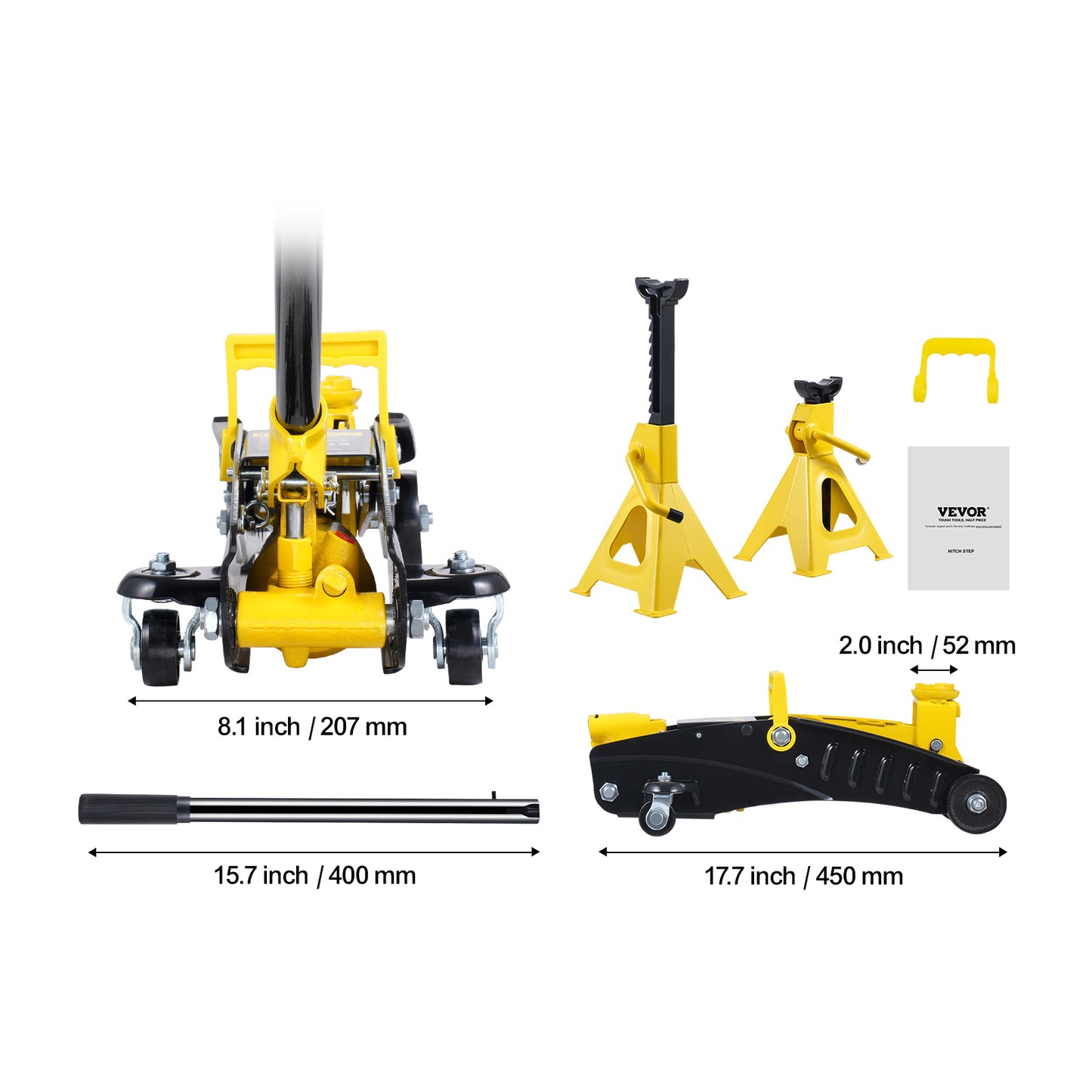 VEVOR Low Profile Floor Jack 2 Ton Heavy Duty Single Piston Hydraulic Pump