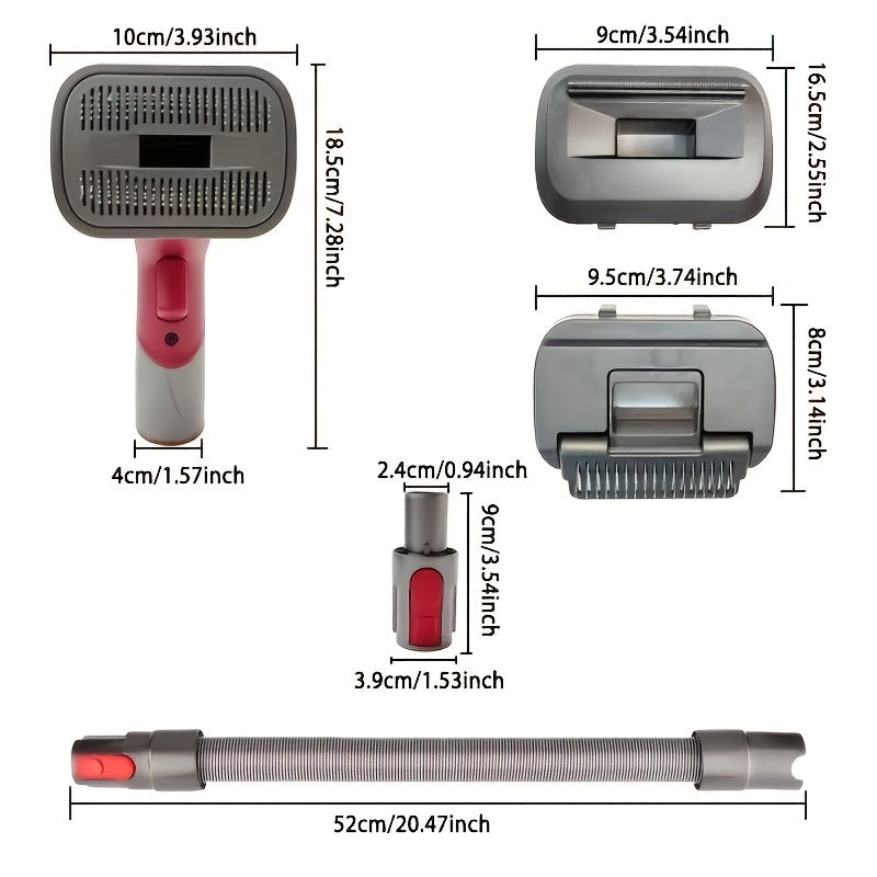 Groom Tool Kit For Dyson Vacuums, Pet Dog Brush Hair Vacuum Attachment For Dyson V7/8/10/11/15, Suitable For Long Or Medium Haired Dogs, Vacuum-Assisted Dog Groomer & Self-Cleaning Mess-free Grooming