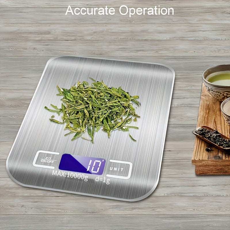 1pc Weluvfit 10kg/1g Multifunction Electric Digital Kitchen Food Scale LCD Display, High Precise Waterproff Measuring Scale With Stainless Steel Surface For Weight Loss, Baking, Cooking, Keto And Meal Prep