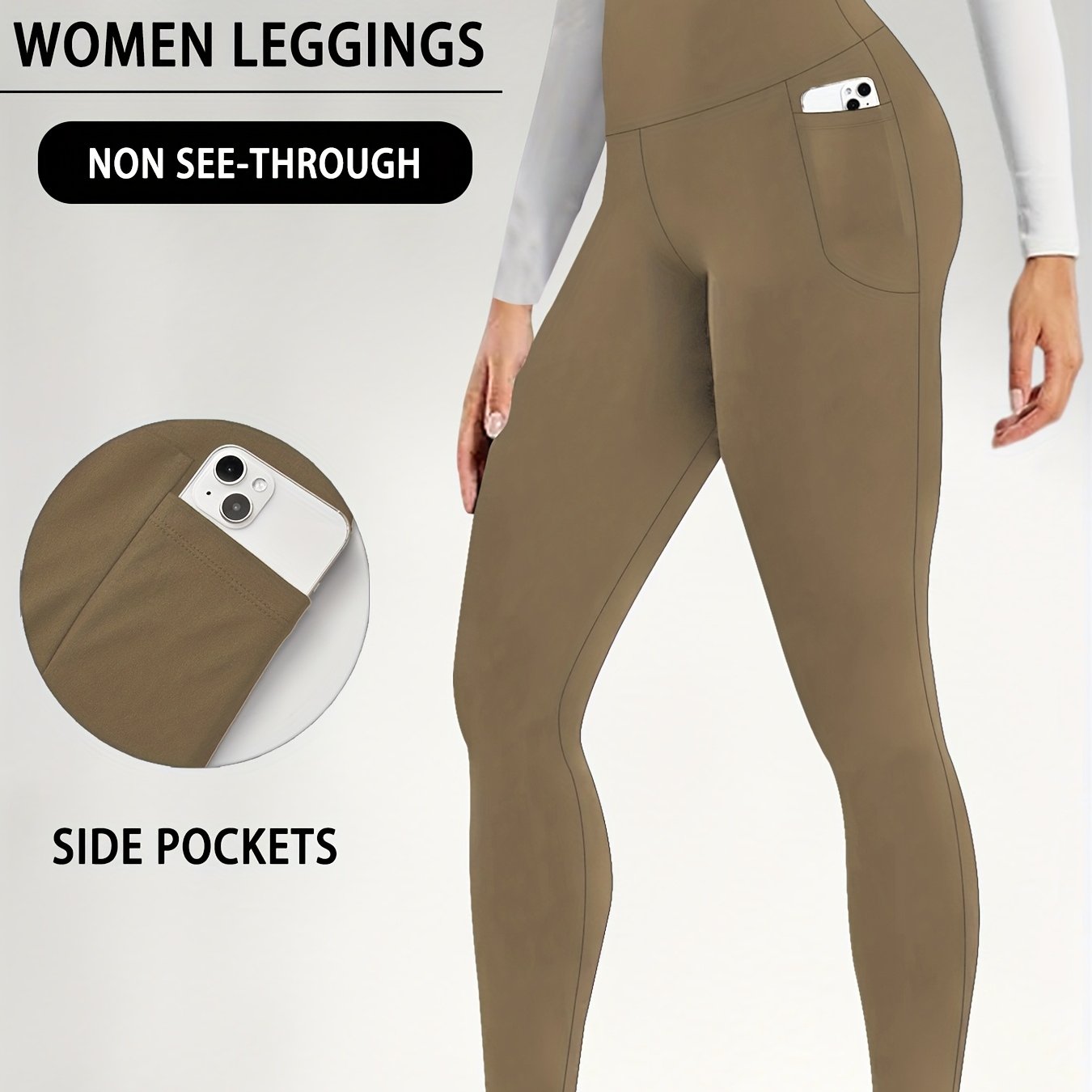 Women's High Waisted Super Soft Yoga Leggings with Pockets - Tummy Control, Stretchy Workout & Running Pants, Light Pink, Machine Washable, All-Season Comfort