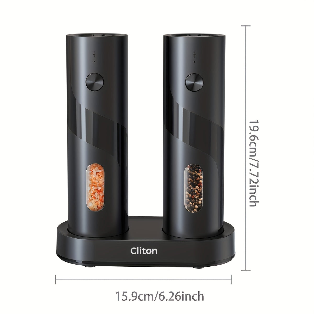 1pc or 2pcs Rechargeable Electric Salt & Pepper Grinder with LED Light - Automatic Salt & Pepper Mills, USB Charging, Adjustable Coarseness, 110ml Large Capacity, Ideal for Kitchen & Dining Use, Kitchen Spice Mill | Modern Ki
