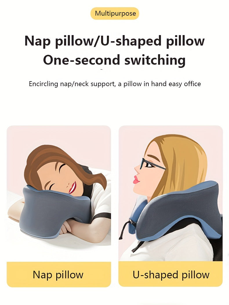 1pc Ergonomic U-Shaped Nap Pillow –, Portable & Machine Washable, Comfortable for Office, Student, and Travel Use, Available in Blue, Gray, Pink