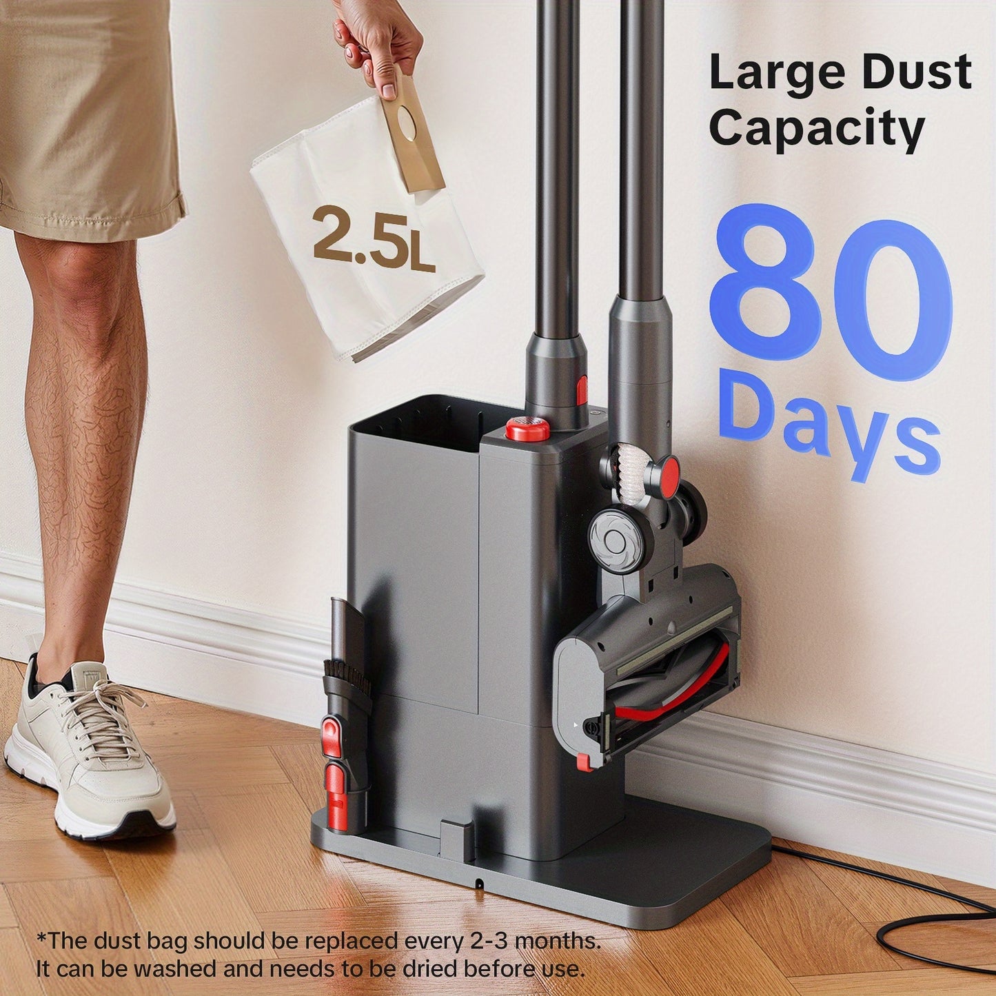 Lubluelu 46000PA Stick Vacuum Cleaner With Self-Empty Station Base, Cordless Vacuum Cleaner With Anti-Tangle Brush And Upgraded Green Light, Wireless Vacuum For Home Pet Hair, Carpet, Hard Floor - X1000
