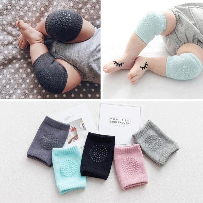 A Pair Four Seasons Fur Ring Baby Leg Protector, Elbow Toddler Crawling Baby Smiley Face Knee Brace Non-slip Socks, Adjustable Elastic Neutral, For Crawling 0-36 Months Of The Baby Girls Boys