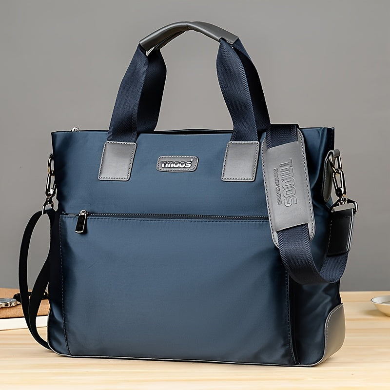 TMOOS Men'S Lightweight Oxford Business Casual Tote Bag - Large Capacity Multi-Compartment, Adjustable Shoulder Strap, Durable & Stylish for Work, Travel, and Everyday Use, Travel Tote Bag, Professional Appearance, Secure Zip