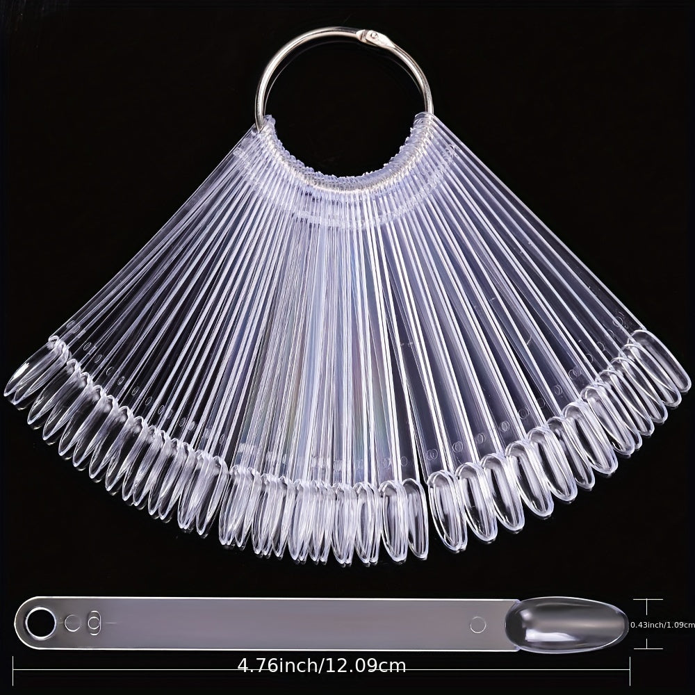 50Pcs Nail Display Tips Clear Nail Swatches Tips For Display Nail Samples Gel Polish Palette Color Chart Manicure Practicing Tools