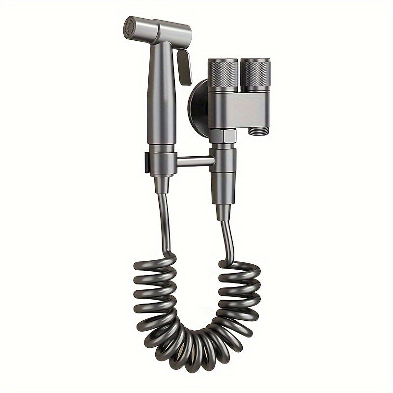1pc Stainless Steel Handheld Bidet Sprayer - Powerful, Non-Electric Bathroom Cleaning Nozzle with Extendable Hose for Toilet Flushing & Personal Hygiene