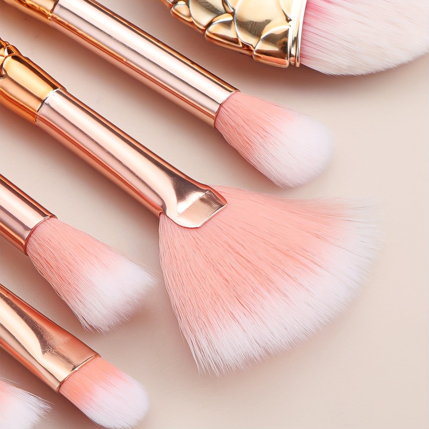 11pcs Mermaid Makeup Brush Set - Fish Tail Design, Nylon Bristles for All Skin Types, Fragrance-Free Beauty Tools