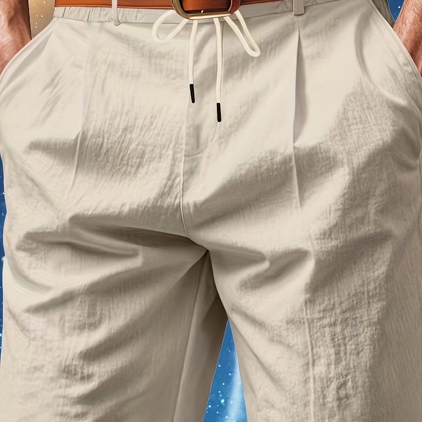 Men'S Casual Summer Linen Shorts - Light Gray, Breathable 5-Inch Shorts with Pockets, Perfect for Beach & Outdoor Activities, Casual Summer Wear|Relaxed Fit Shorts|Pocketed Shorts