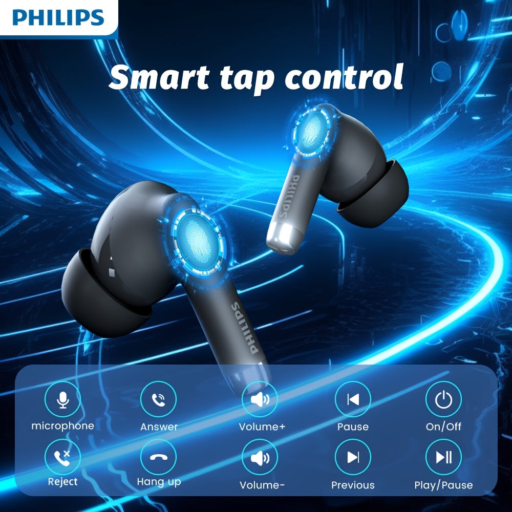 For PHILIPS Wireless Earbuds with ENC Noise Cancellation, Tap Controls & Rechargeable Battery, 6-hour playback time, 16 hour charging case.TAT2020, Earbuds Wireless, Travel Headphones, Office Headphones, Compact Earbuds, Mode