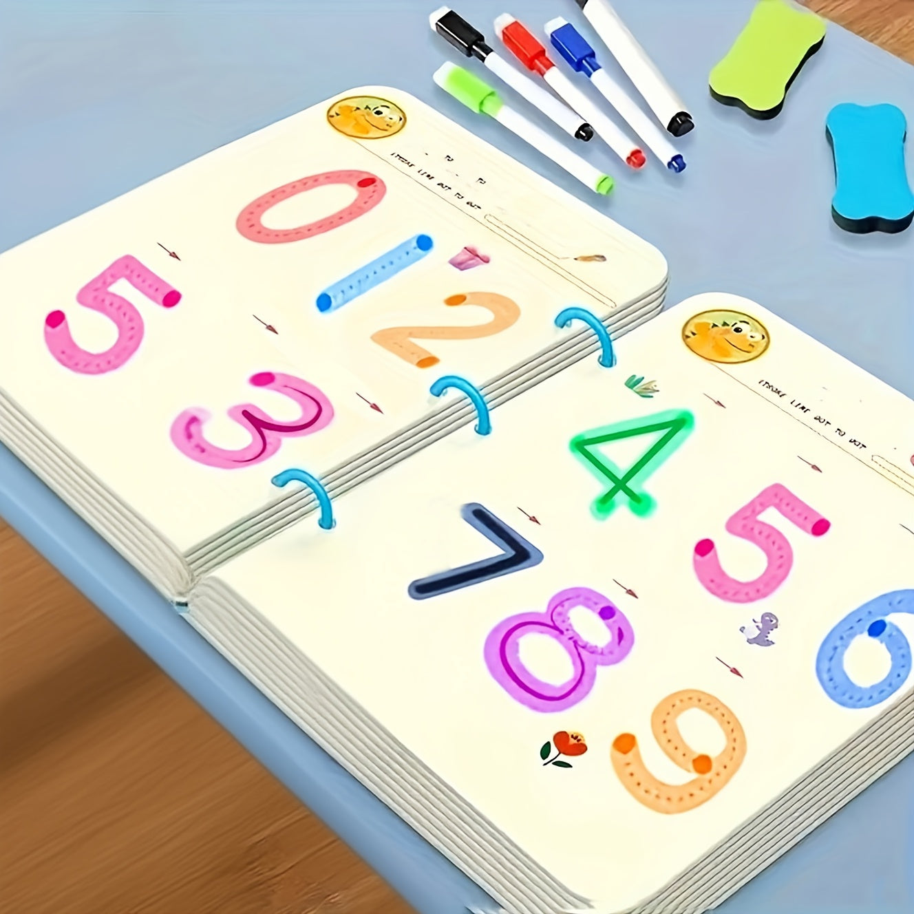 Kids' Reusable Magic Practice Workbook Set with Interactive Writing Activities - -Style Number & Letter Tracing Exercises, Color-Coding Games, ABCs & 123s Learning Book with Answer Key for Homeschool,, Classroom - Durable & E