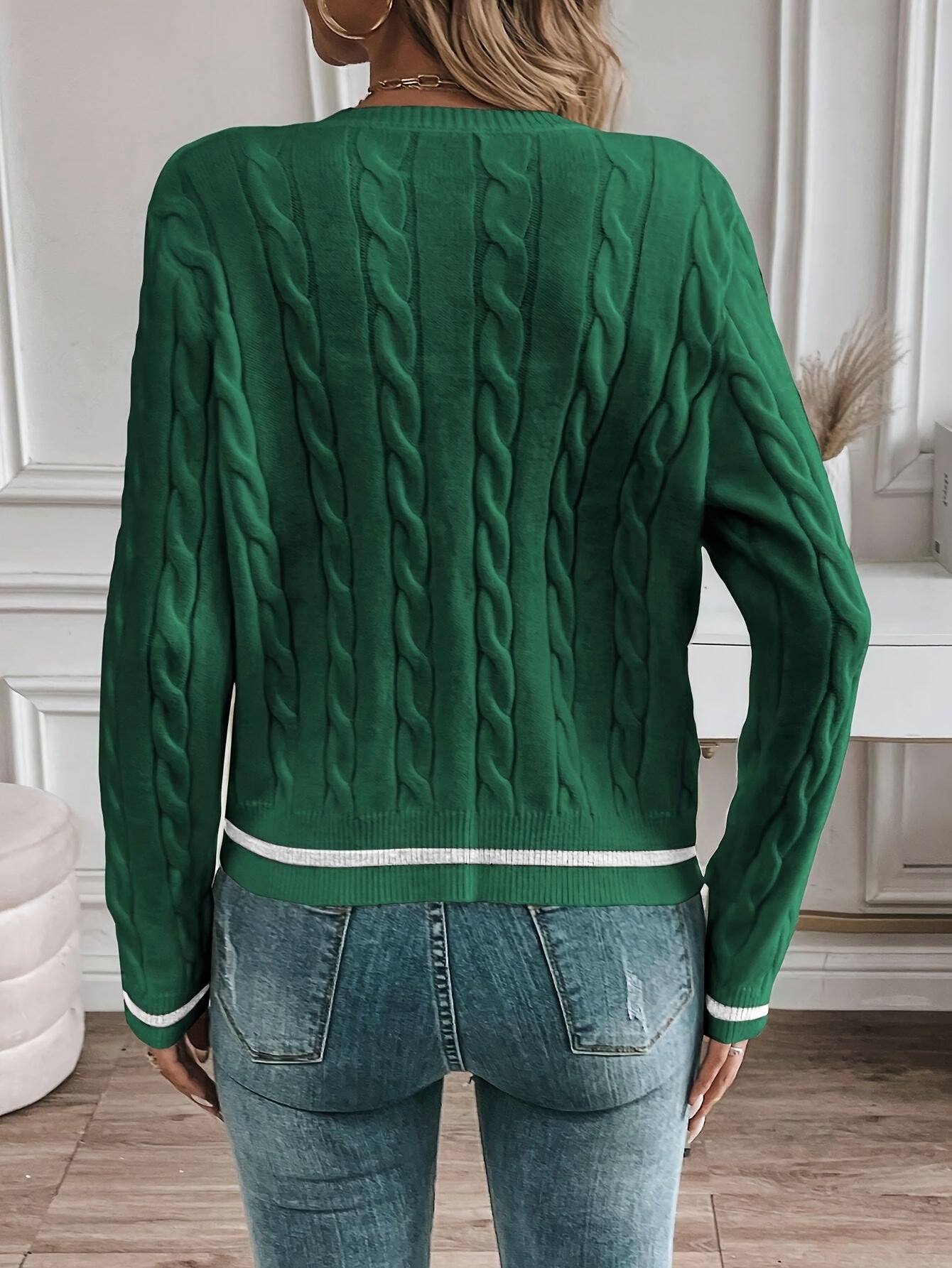 Women's Elegant Solid Color Long Sleeve Cardigan - Open Front Button Placket, Machine Washable Non-Stretch Sweater for Spring Summer Fall, Casual to Semi-Formal Wear, Ladies Sweaters, Seasonal Layering Piece, Buttoned Knitwea