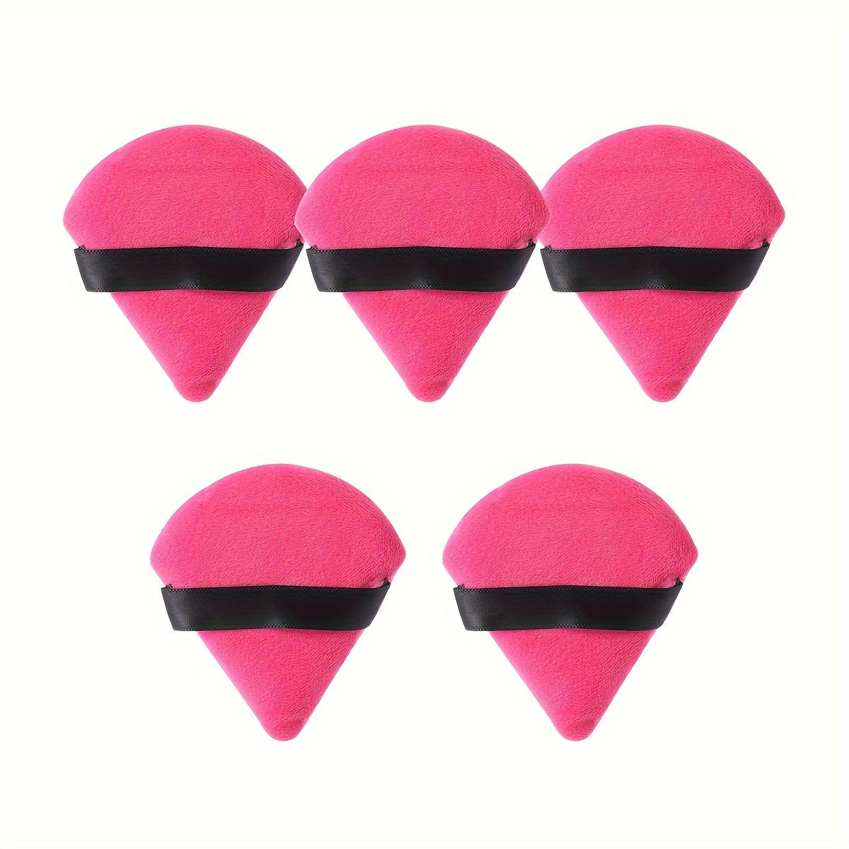 5pcs Soft Triangle Powder Puffs for Loose Powder, Mineral Powder, Body Powder, Velour Cosmetic Foundation Sponges - Nude and Black - Beauty Makeup Tools